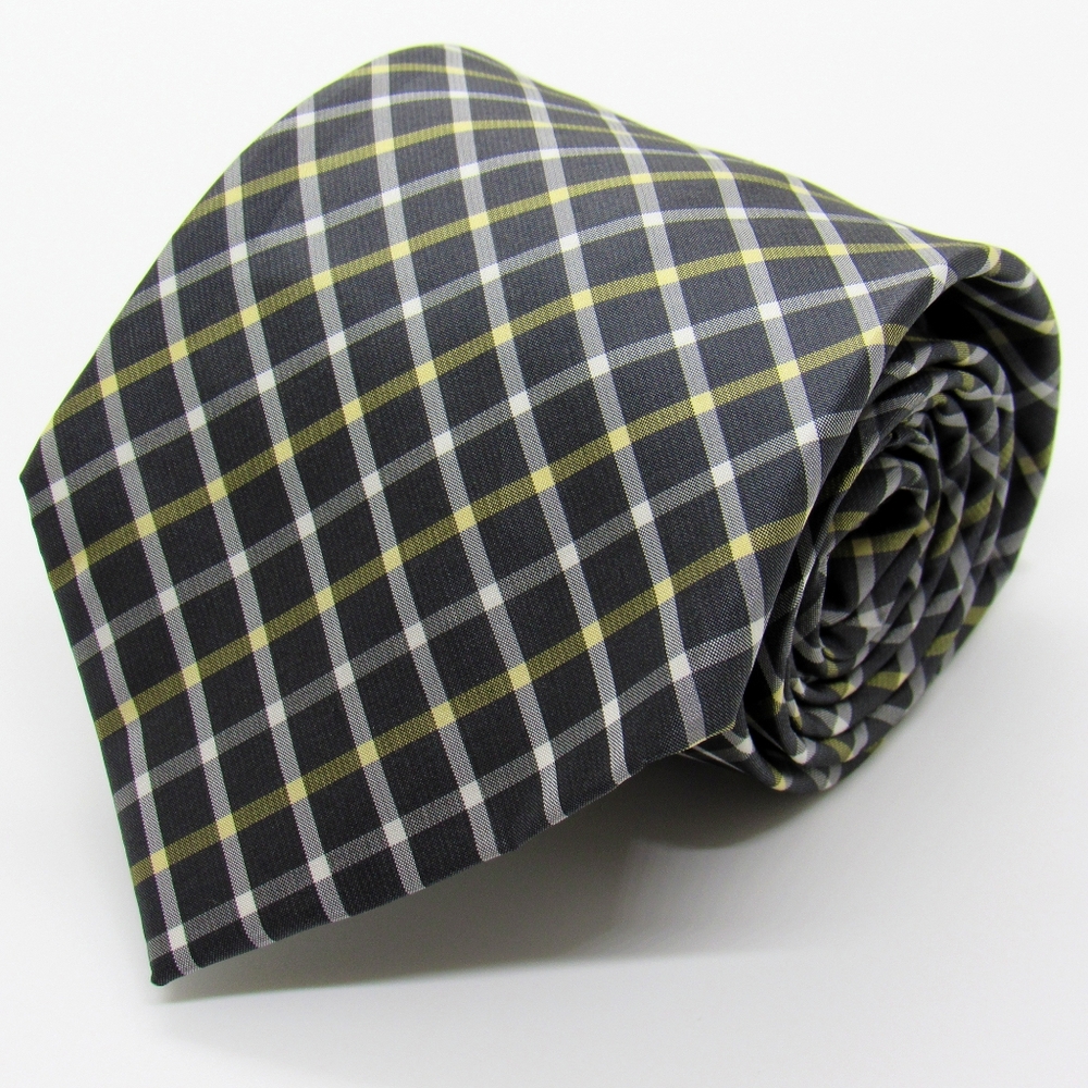 Kenneth Cole New York Gray Checkered Mens Neck Tie